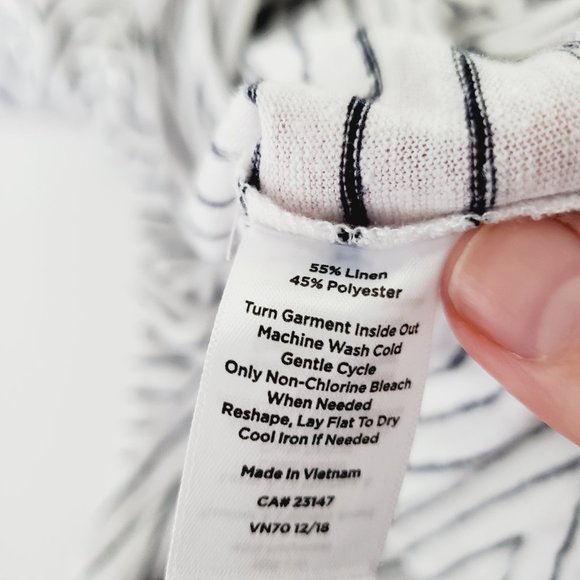 Talbots T-Shirt Linen Striped Lightweight White 1X - Picture 7 of 9